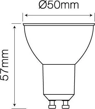 Lemputė LED GU10 230V 5W 450lm šiltai balta 2700K, stiklinė, LED line