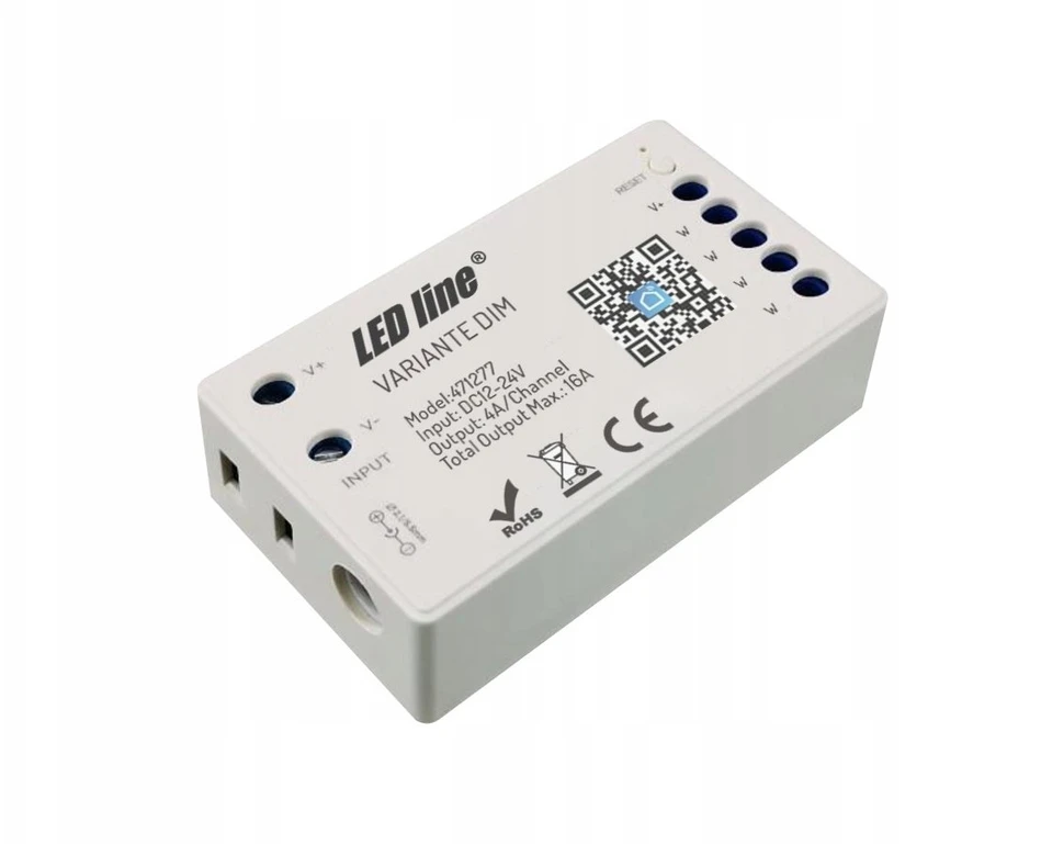 LED valdiklis, 12-24V, 4x4A, vienos spalvos, DIM, Wi-Fi TUYA VARIANTE +RF, LED LINE