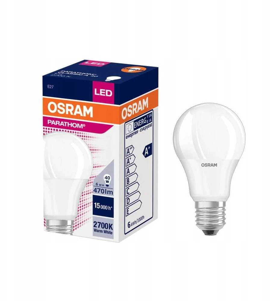 LED lemputė OSRAM, A60, E27, 5,5 W, 470 lm, 2700 K