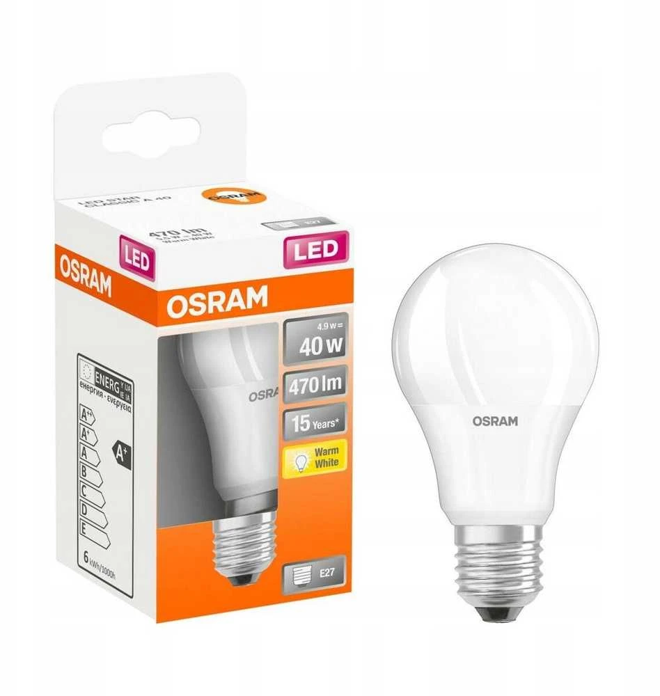 LED lemputė OSRAM, A60, E27, 5,5 W, 470 lm, 2700 K