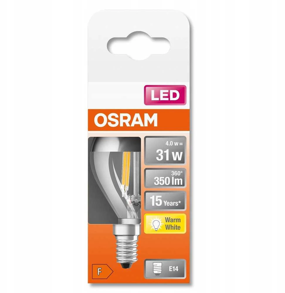 LED lempa Osram Filam, MIRROR, P45, 4W, E14, 2700K, 350lm