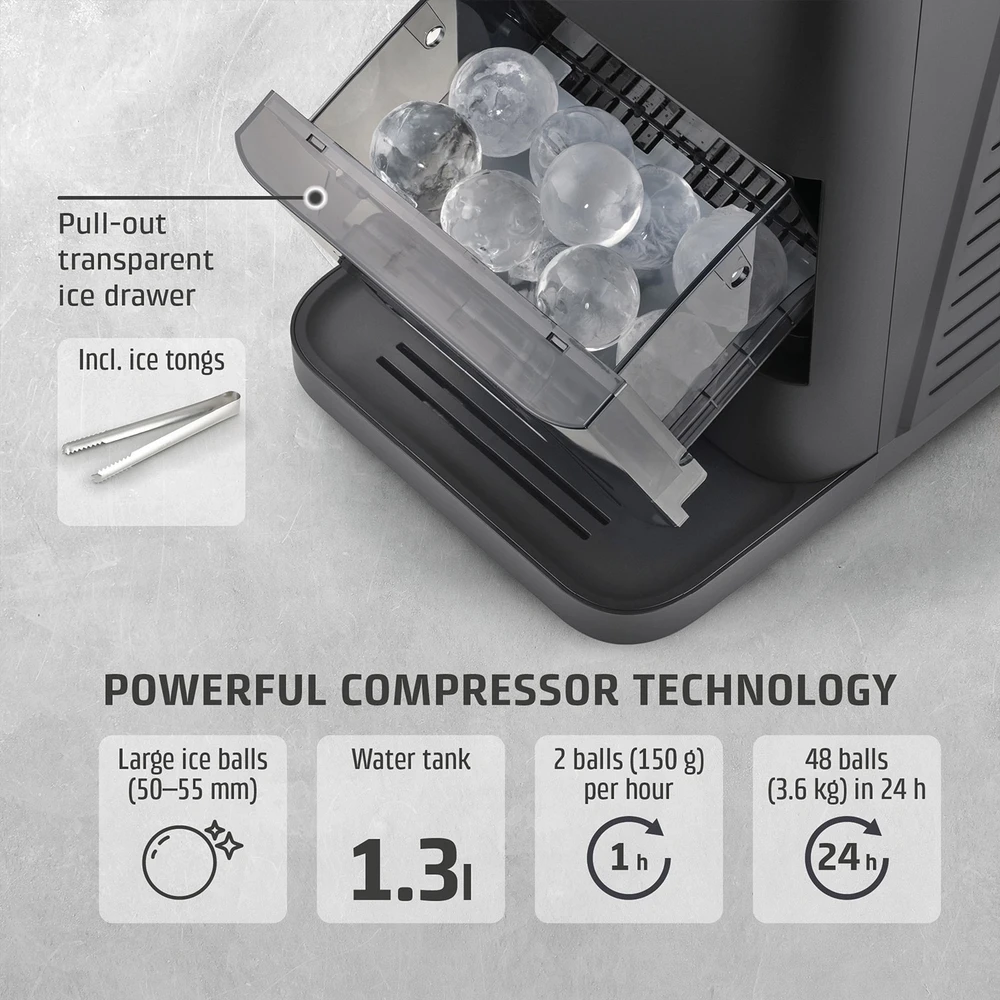 Ledukų gaminimo aparatas Caso IceBall Pro, 130 W, Juodas