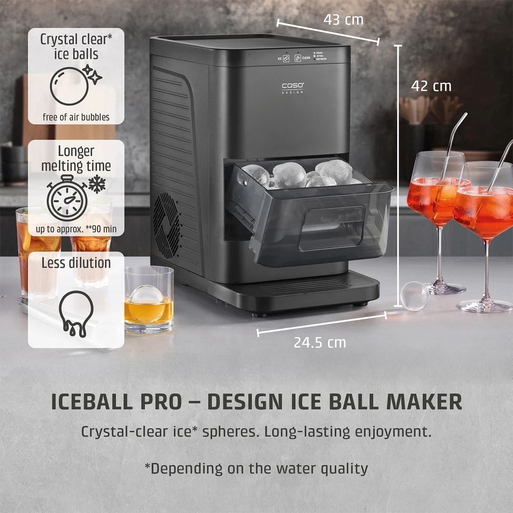 Ledukų gaminimo aparatas Caso IceBall Pro, 130 W, Juodas