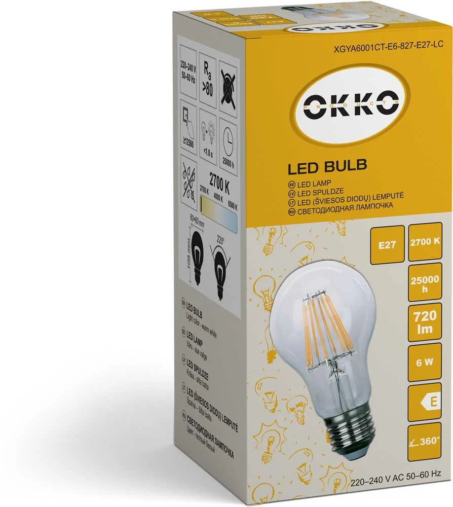 Okko Leduro LED lemputė A60 6W E27 830 FL 720lm 15kHz
