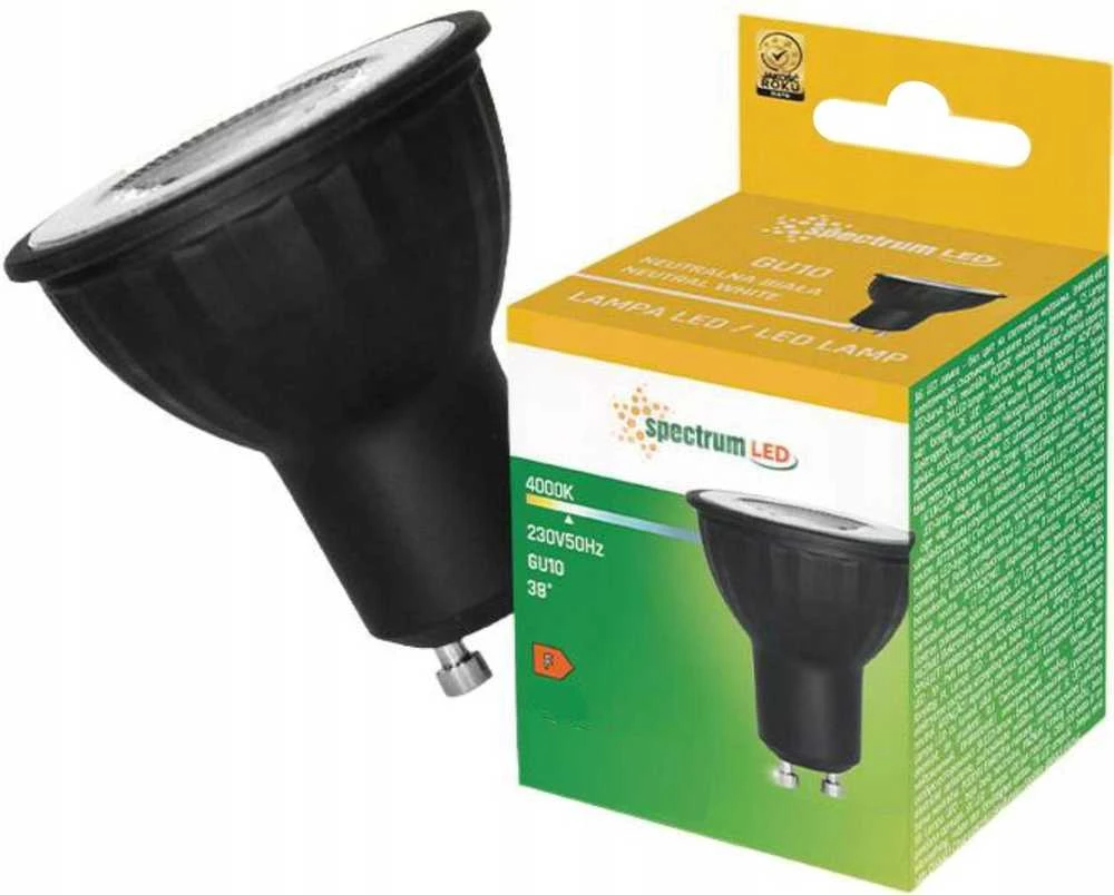 Spectrum LEMPUTĖ LED GU10 6W 450LM 3000K 38 JUODOS SPALVOS