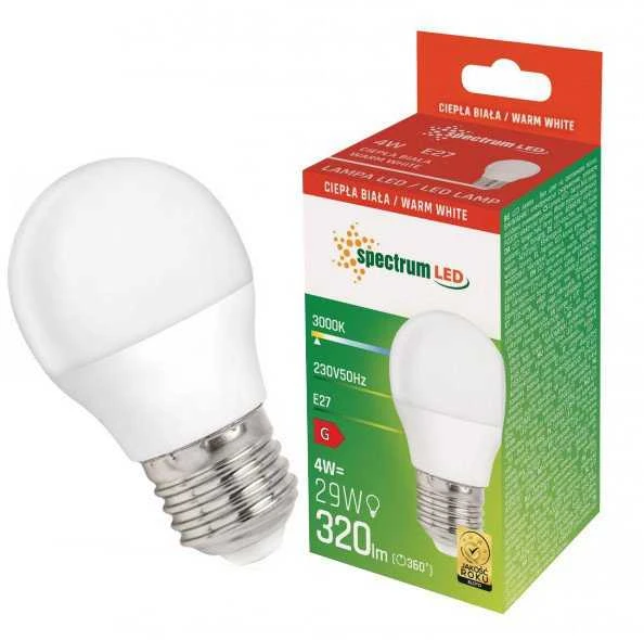 Spectrum LED LEMPUTĖ E27 P45 4W 3000K 320LM