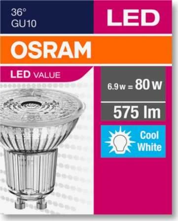 LED lempa Osram PAR16, 6.9W, GU10, 4000K, 575lm