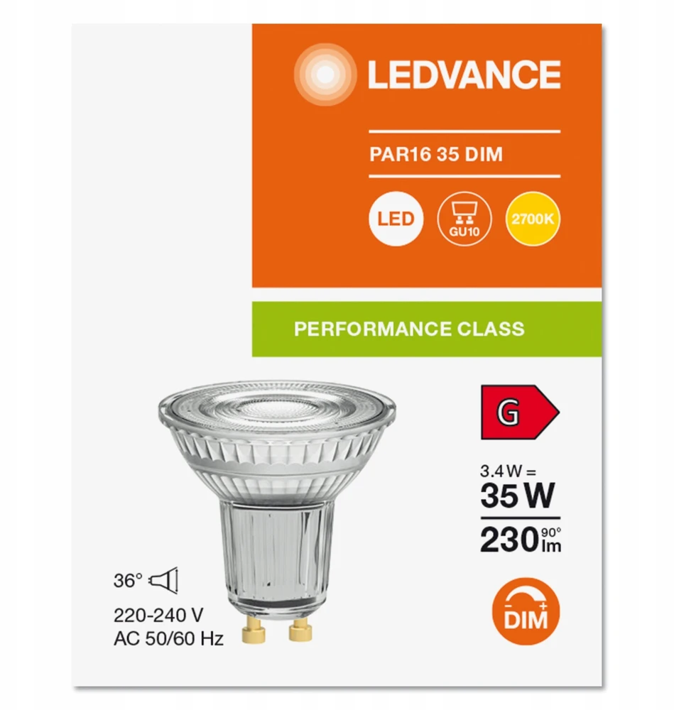 Ledvance 3,4W LED lemputė, GU10, 2700K, dimeriuojama