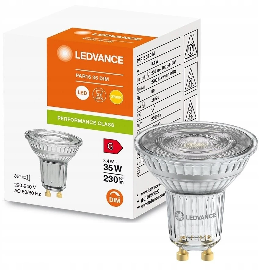 Ledvance 3,4W LED lemputė, GU10, 2700K, dimeriuojama