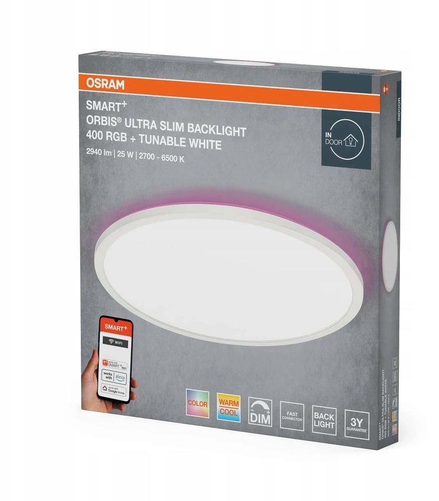 Lubinis šviestuvas Ledvance ŠVIESTUVAS WIFI SLIM 25W 2940LM 40CM RGBW