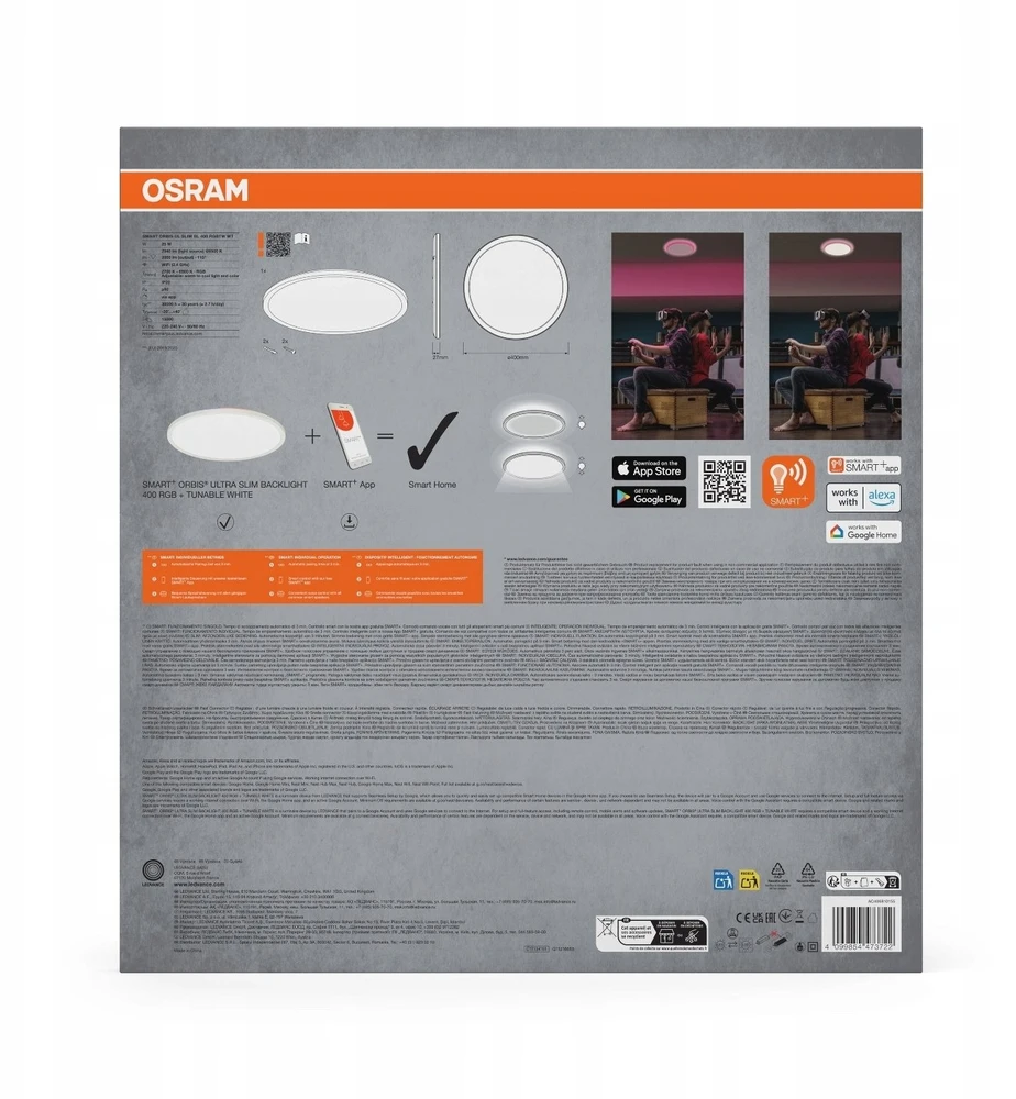 Lubinis šviestuvas Ledvance ŠVIESTUVAS WIFI SLIM 25W 2940LM 40CM RGBW