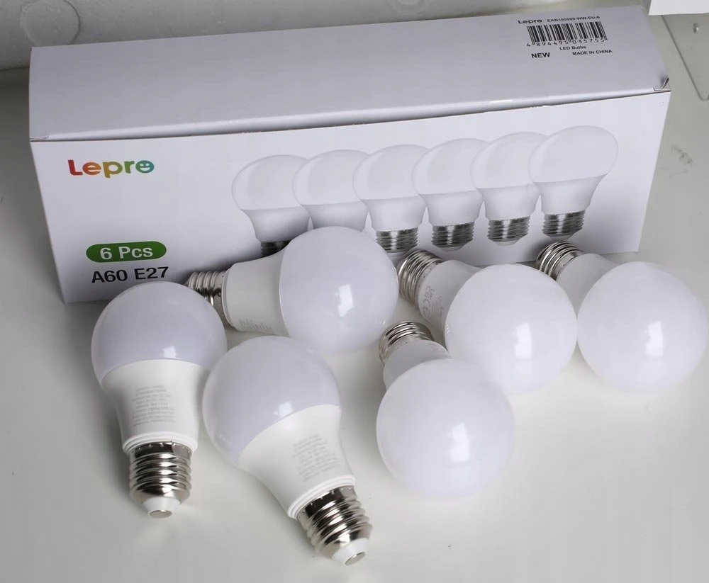 LEPRO 100089-WW-EU-6 LED lemputė, E27, A60, 8,5W (60W), 806 lm, 2700K (šilta), 180°, 6 vnt. paketas