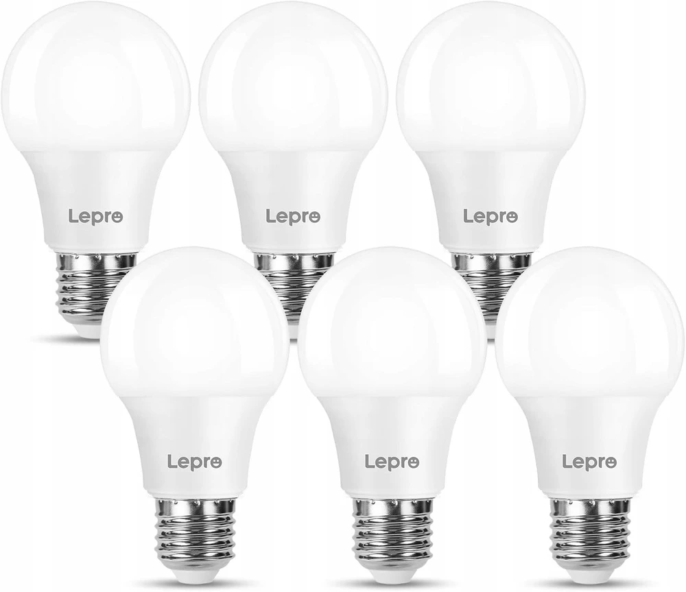 LEPRO 100089-WW-EU-6 LED lemputė, E27, A60, 8,5W (60W), 806 lm, 2700K (šilta), 180°, 6 vnt. paketas