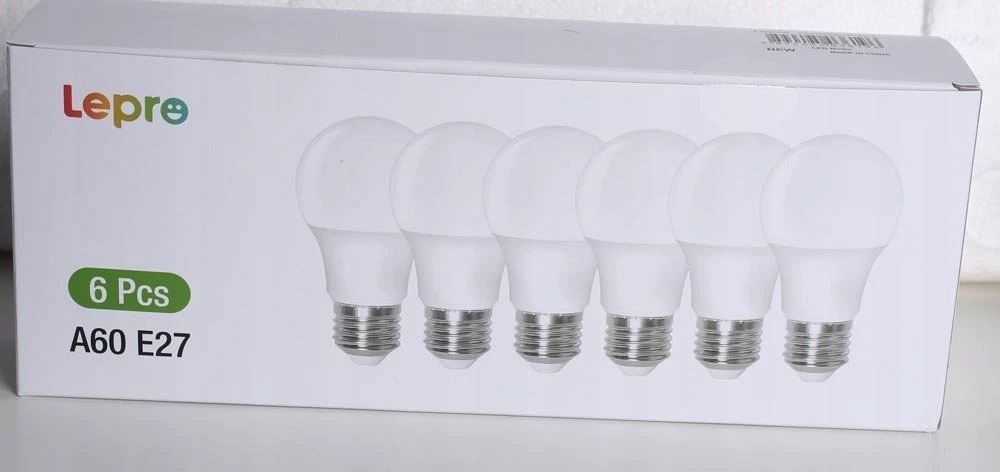 LEPRO 100090-DW-EU-6 LED lemputė, E27, A60, 8.5 W (60 W), 806 lm, 6500K (šalta balta), 180°, 6 vnt. rinkinys