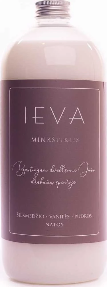 Parfumuotas skalbinių minkštiklis IEVA ŠILKMEDŽIO, VANILĖS IR PUDROS kvapo, 1 l