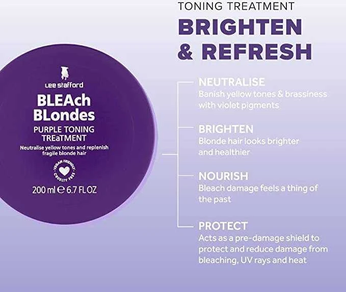 Lee Stafford - „Bleach Blondes Violetinė“ tonizuojanti kaukė plaukams, 200 ml