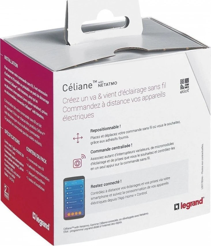 Legrand Belaidis apšvietimo jungiklis ir lizdas Celiane with Netatmo baltas (067723)