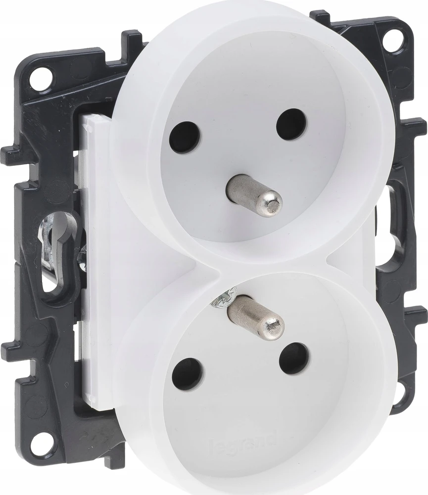 Legrand Niloe Step Lizdas maitinimo blokas dvigubas 2x2P+Z keliems rėmams, varžtiniai gnybtai, su kontaktine sklende balta 863134