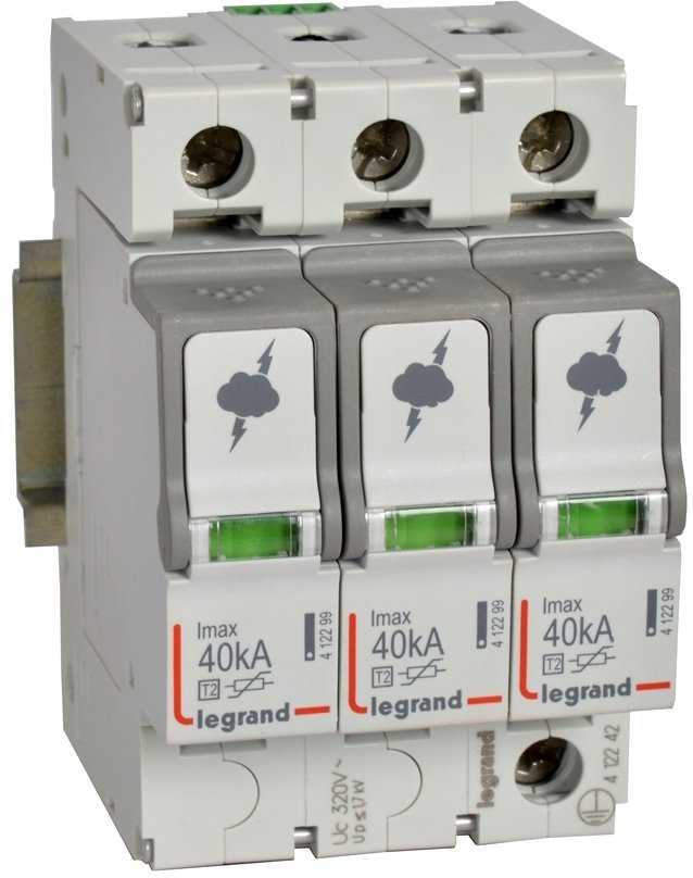 Legrand 412242 Viršįtampių iškroviklis C 2 tipas 3P 40kA 1,7kV ON 300 TT, TN (TNC, TNS) 412242
