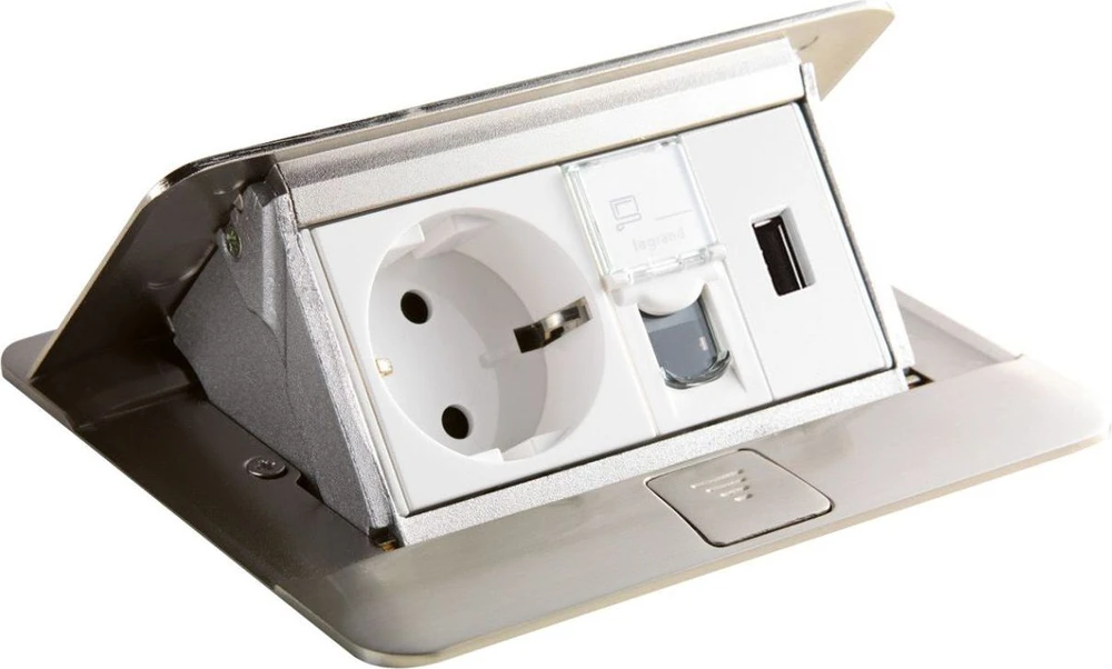 Legrand 054021 Iššokanti grindų dėžutė 100x122x61.2 4 modulių nerūdijančio plieno 054021
