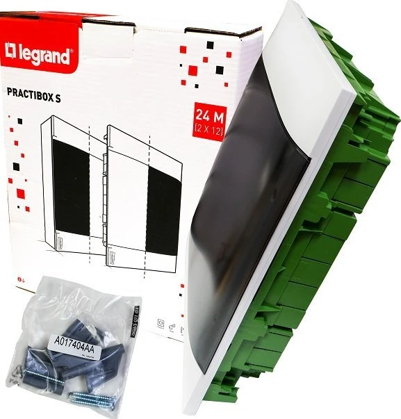 Legrand 135412 PRACTIBOX S įleidžiamas modulinis skirstytuvas tuščiavidurėms sienoms 2x12 skaidrios durys 135412