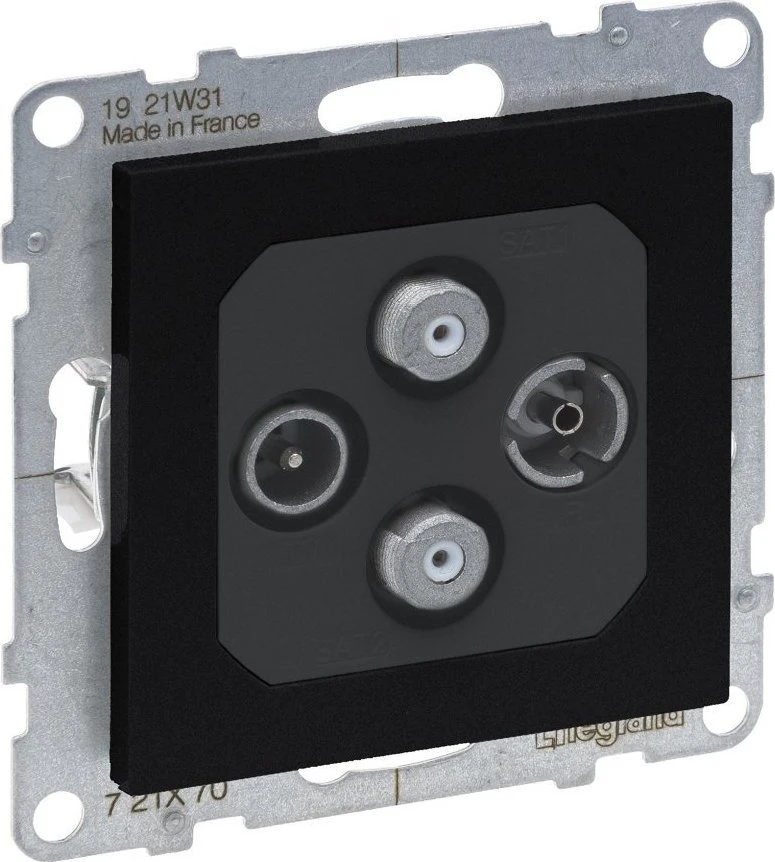 Legrand SUNO antenos lizdas TV-R-2xSAT final 1.5dB juodas 721470