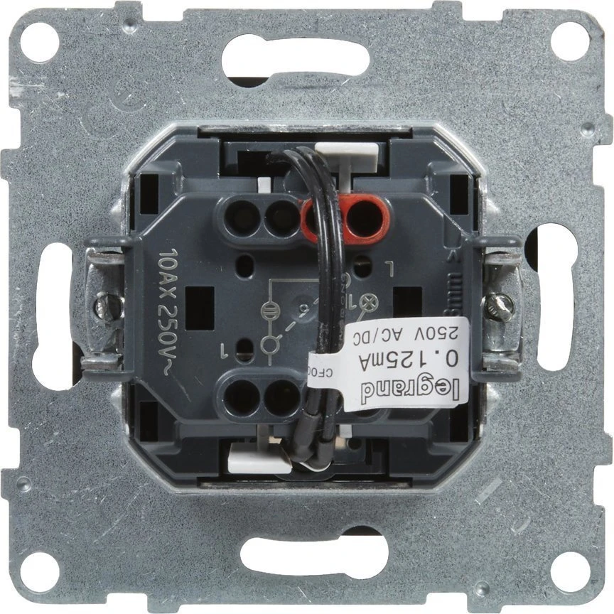Legrand SUNO – apšviestas vieno poliaus jungiklis – 10 AX – 250 V~ – Automatiniai gnybtai, juodi – Legrand 721411 hep