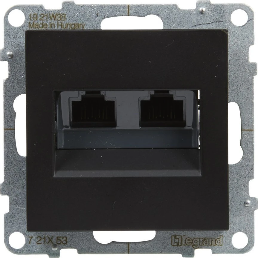 Kompiuterinis lizdas 2 x RJ45 UTP CAT 6 SUNO Legrand 721453 (juoda spalva)