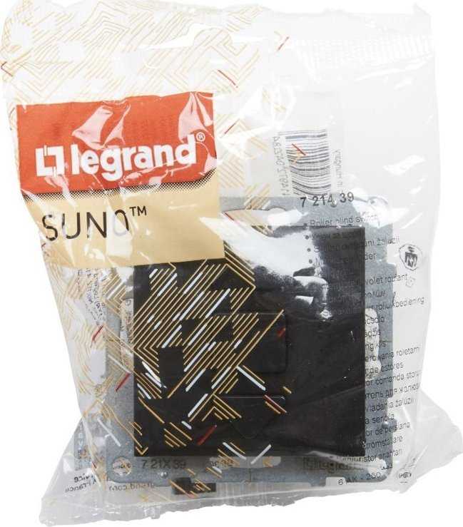 Legrand SUNO - Roletų jungiklis - 6 AX - 250 V~ - 3 padėtys: aukštyn, žemyn, stabdymas - tiesioginis roletų valdymas, juodas - Legrand 721439 hep
