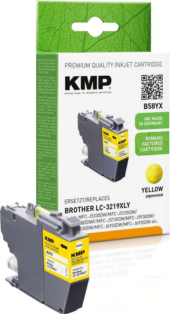 Legrand Tusz KMP KMP B58YX rašalo kasetė, geltona, su Brother LC-3219XLY