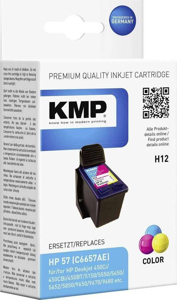 Legrand Tusz KMP KMP H12 rašalo kasetės spalva, suderinama su HP C 6657 AE - 0995,4570