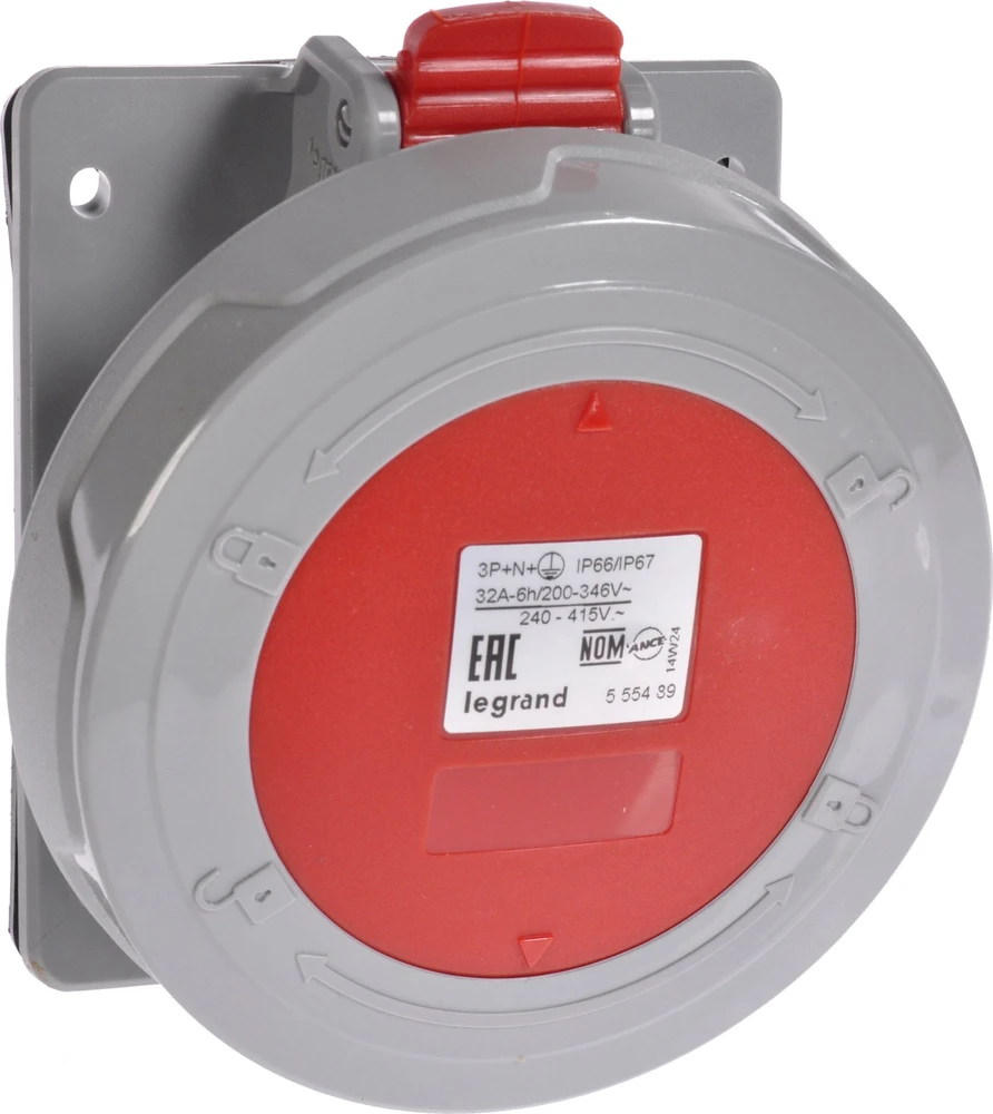 Legrand Stalinis lizdas 5P 32A 400V raudonas IP67 P17 TEMPRA PRO (555489)
