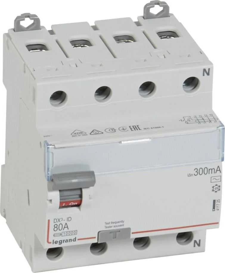 Legrand 411725 Liekamosios srovės jungiklis 4P 80A 0,3A tipo AC P304 DX3 411725