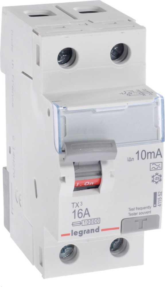Legrand 411552 Liekamosios srovės grandinės pertraukiklis 2P 16A 0,01A tipas A P302 TX3 411552