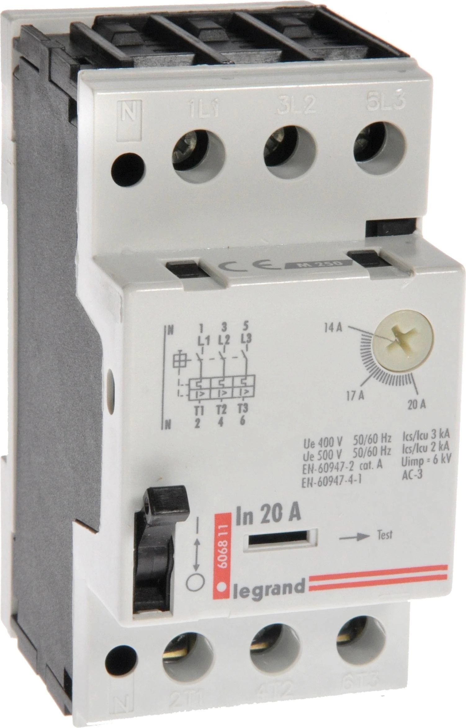Legrand variklio apsaugos jungiklis 3P 9kW 14-20A M 250 20 606811