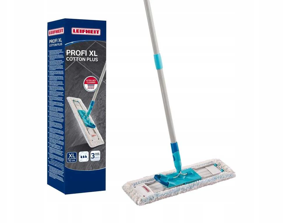 LEIFHEIT grindų šepetys su sulankstoma rankena dėžutėje Profi XL medvilninis plus 42 cm