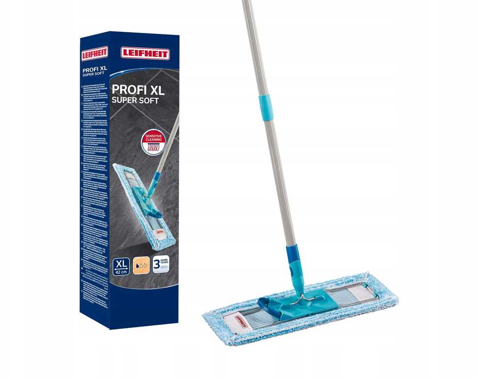 LEIFHEIT grindų šepetys su sulankstoma rankena dėžutėje Profi XL super soft 42 cm