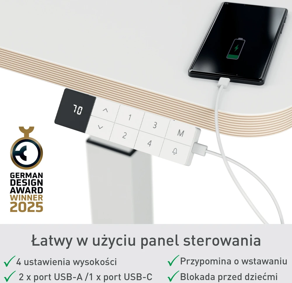Kompaktiškas elektrinis LEITZ ERGO stalas 80x60, baltas