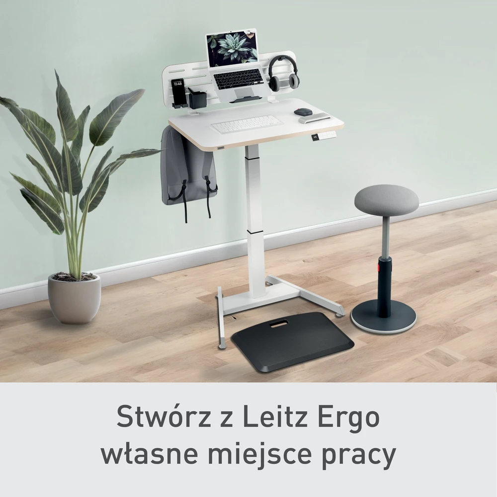 Kompaktiškas elektrinis LEITZ ERGO stalas 80x60, baltas