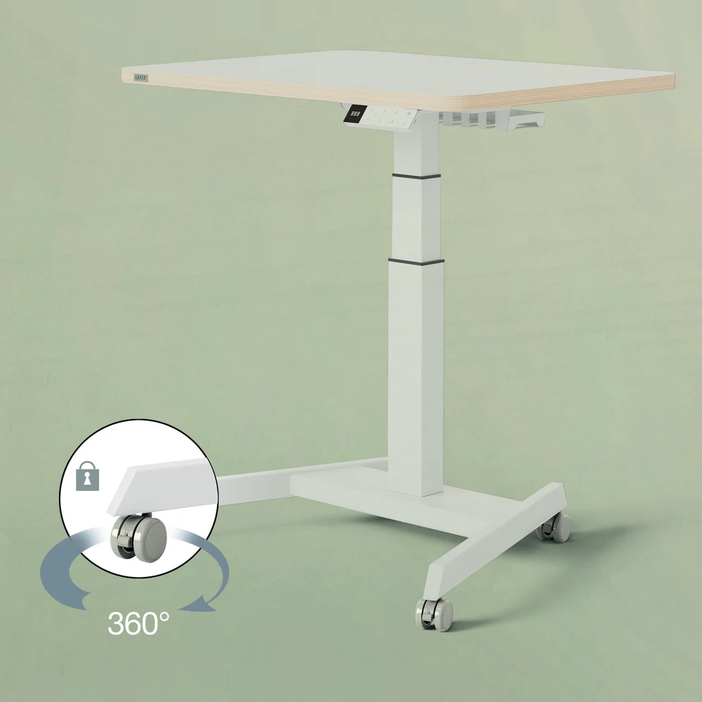 Kompaktiškas elektrinis LEITZ ERGO stalas 80x60, baltas