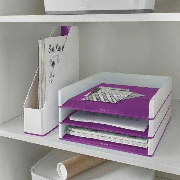 Leitz WOW trijų aukštų dokumentų dėklas, violetinis