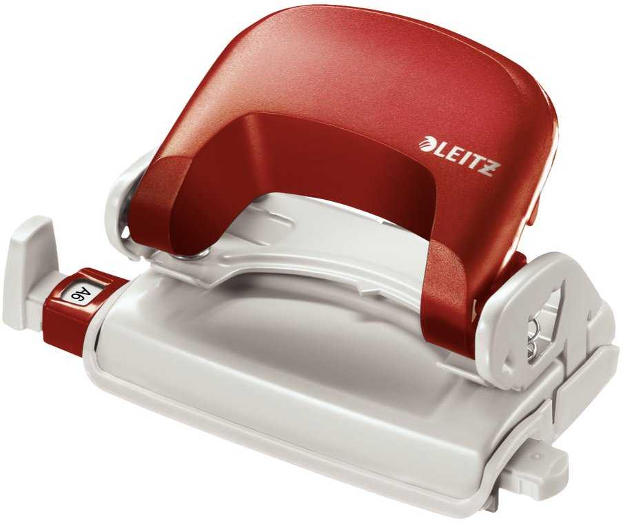 Dziurkacz Leitz Leitz Hole Punch 5058 NeXXt, 2-hole 10 sheets, 10 sheets, Raudona, Metal, 1 mm, 5.5 mm, 160 g