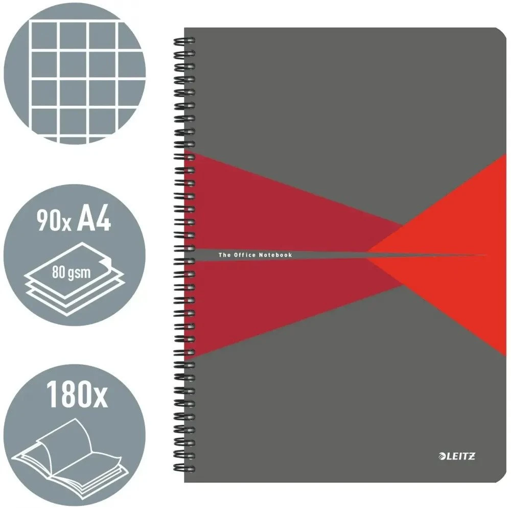 Leitz Užrašų knygelė Office Card A4 languota raudona