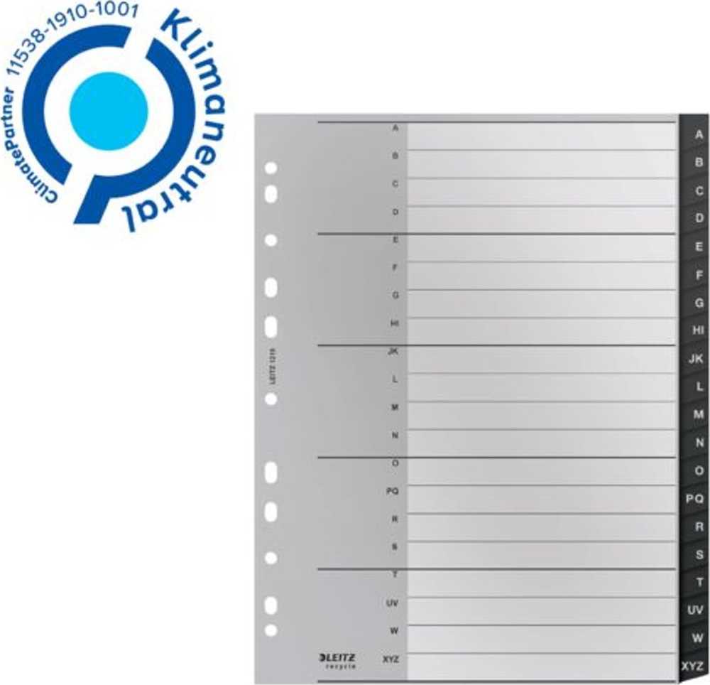 Indeks A4 PP juoda A-Z(int) 20cz. Leitz