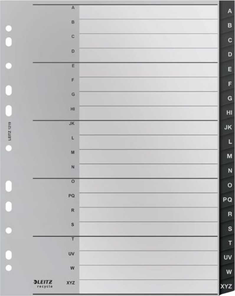 Indeks A4 PP juoda A-Z(int) 20cz. Leitz