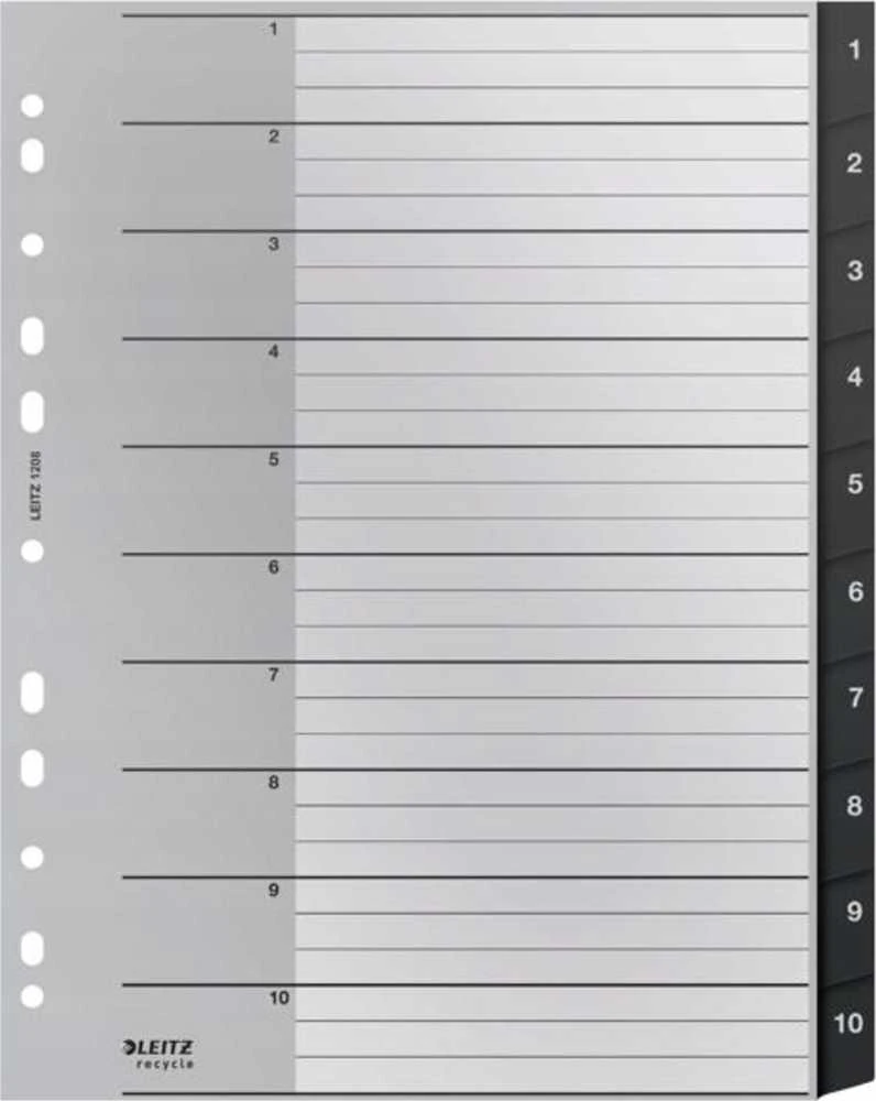Leitz Recycle Dividers* 1 - 10, A4, PP, juoda 12080000
