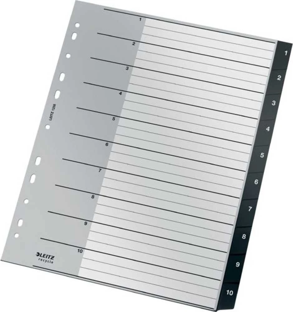 Leitz 1-10 skirtukas su numeruotomis juodomis skiltimis