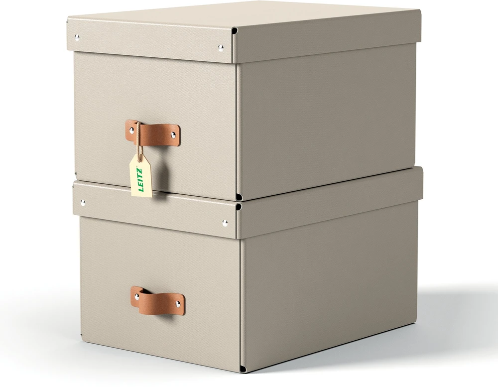 Leitz Puro laikymo dėžė su dangčiu, vidutinė, 17 l, 2 vnt. pakuotėje, Pilkas kartonas, 17 l, 270 mm, 370 mm, 200 mm