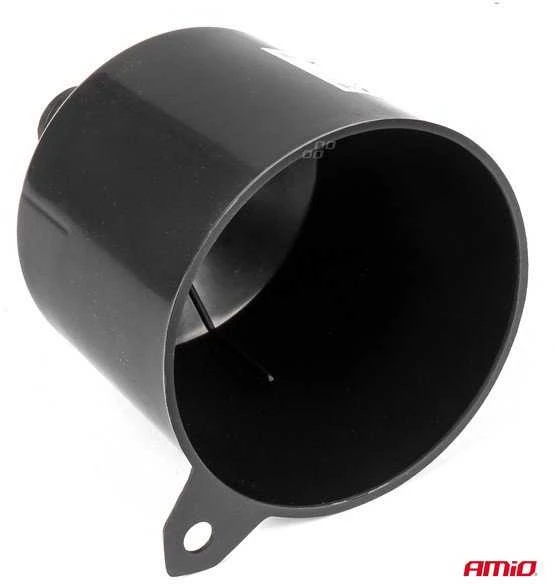 Juodas plastikinis universalus ovalus piltuvėlis kurui, skystam vandeniui, 12 cm amio-04043