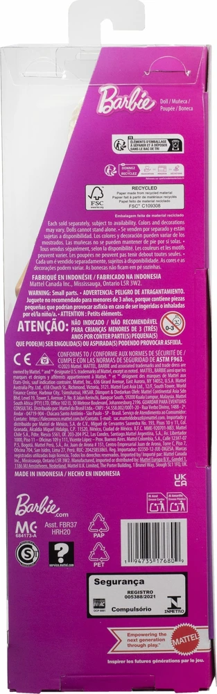 Mattel BARBIE madistė margaspalve suknele (HRH20)